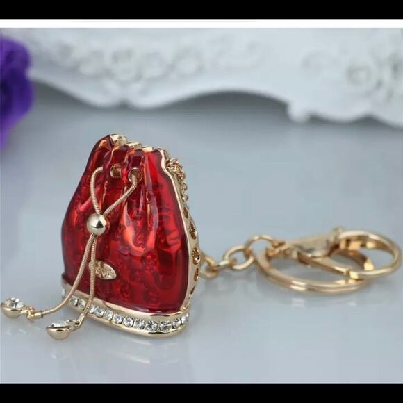CRYSTAL RHINESTONE ‘LOVE’ BAG CHARM AND KEY RING - Picture 1 of 4